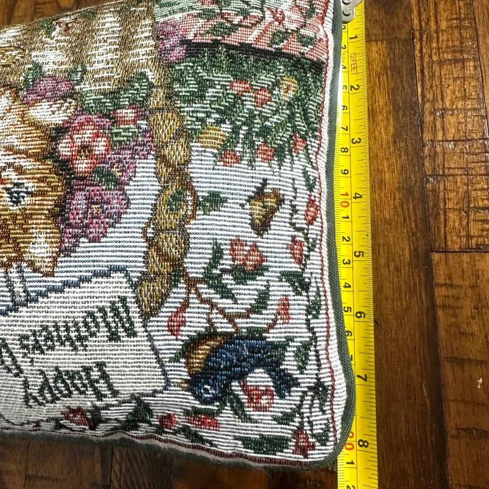 Vintage Tapestry Cat Kitten Throw‎ Pillow Mothers Day Floral Cottagecore Decor